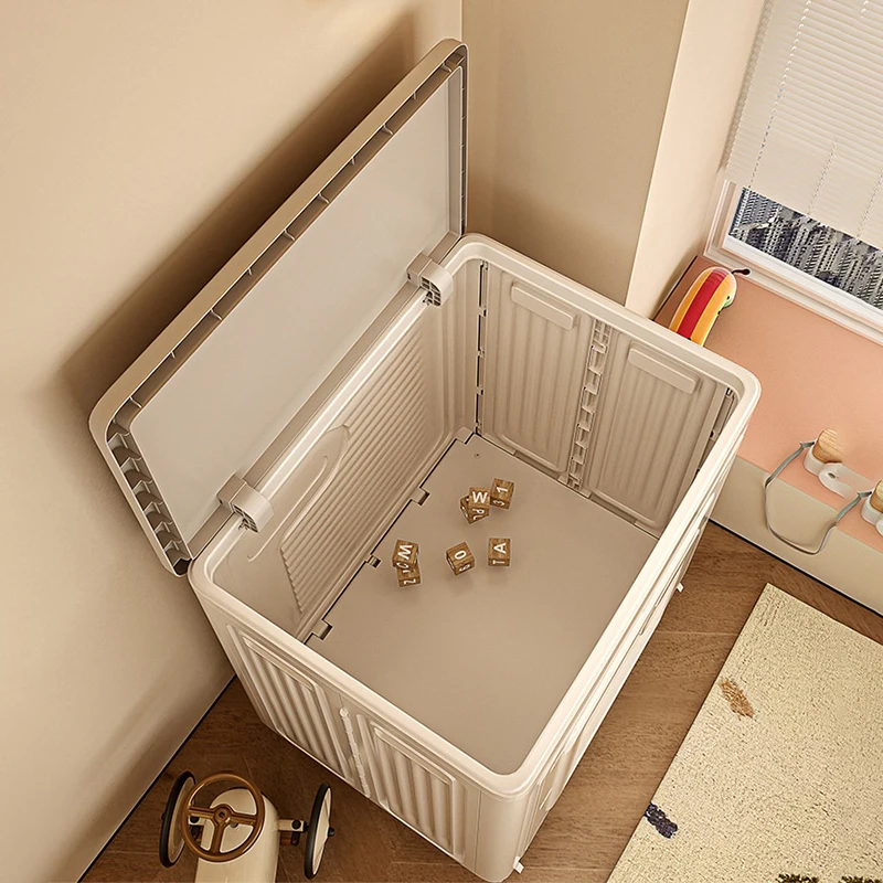 1PCS Children's Toy Storage Box Foldable Storage Box Transparent Visible Flip Lid Storage Box, Plastic, Easy to Move with Wheels - Image 5